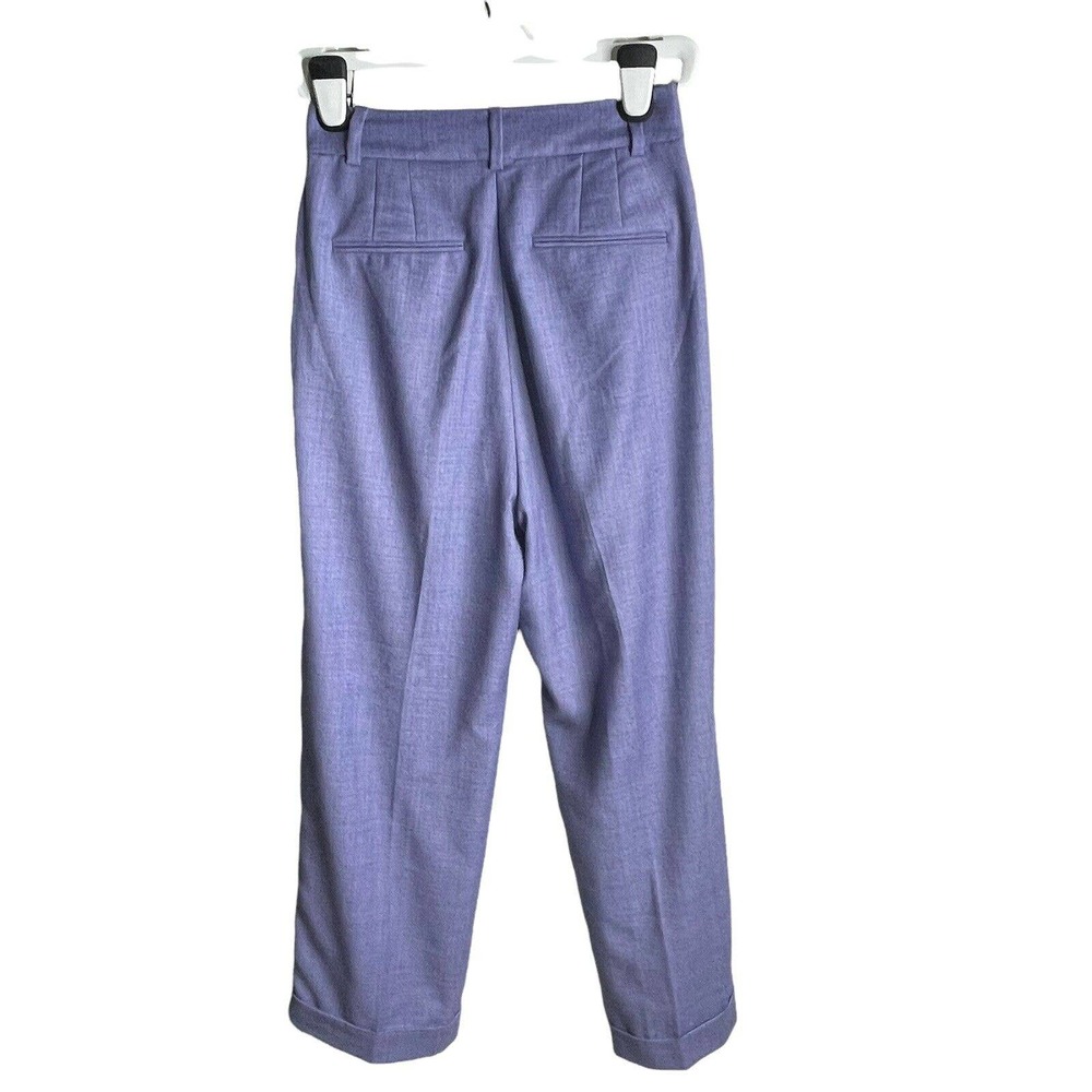J. Crew Heathered Blue Lavender Trouser 4 High Rise Wool Blend Flannel Pants - Picture 5 of 8